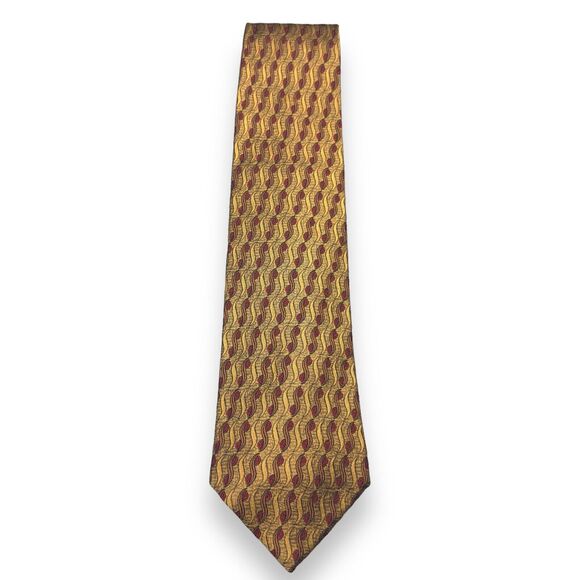 J.Z. Richards Mens Silk Dress Tie Made in Italy Gold Geometric Pattern 58 3.75 - Picture 4 of 10